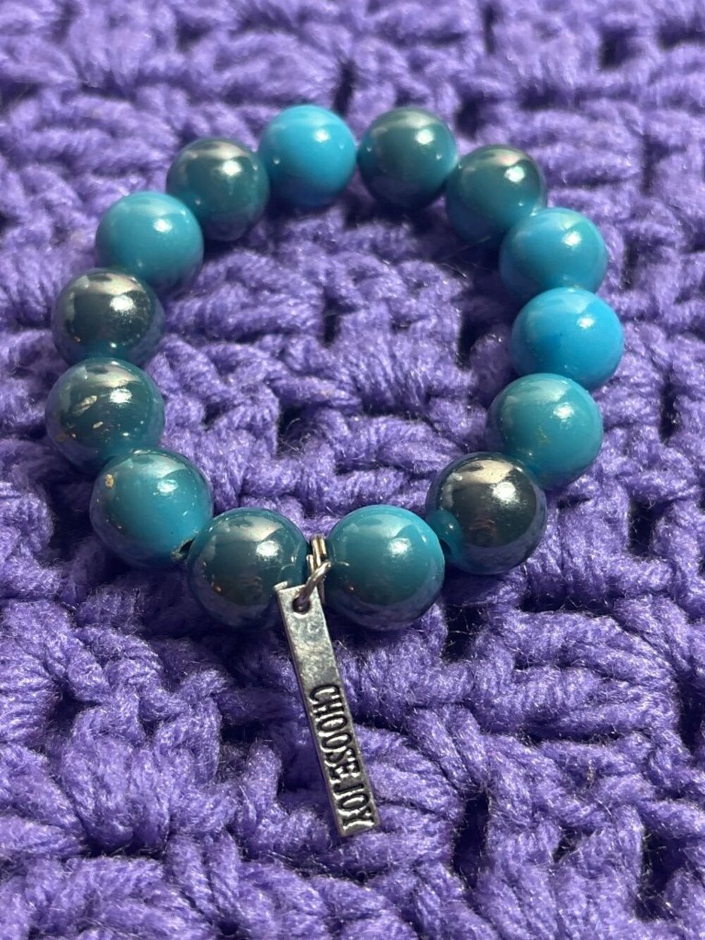 Choose Joy Chunky Plastic Beaded Stretchy Bracelet 6 inches Unstretched